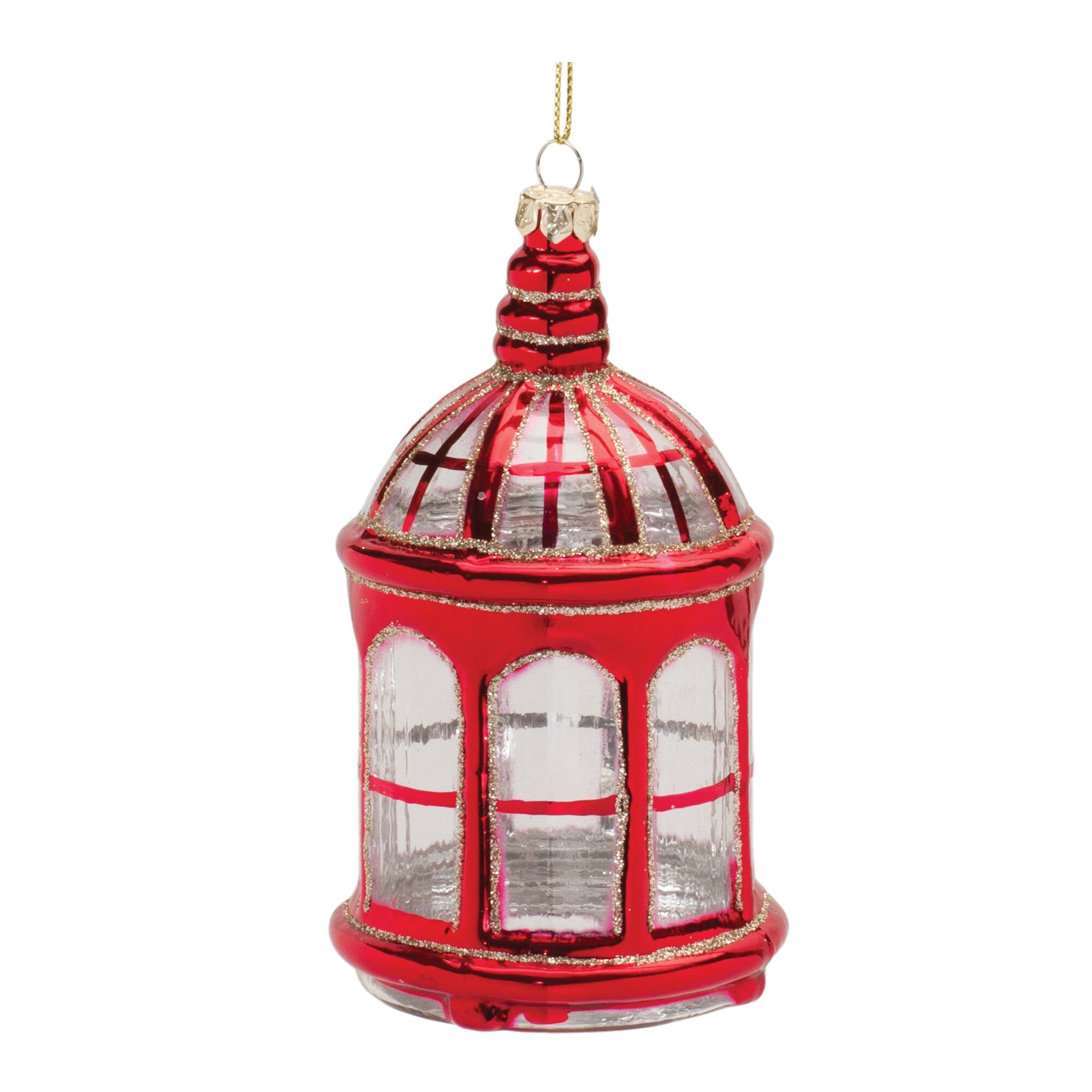 6ct. 6" Glittered Glass Lantern Ornaments